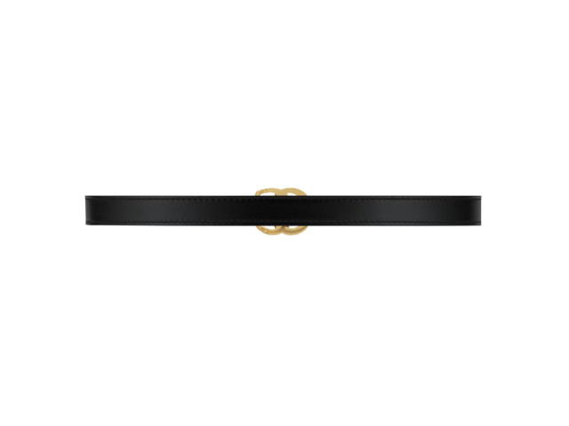 Gucci Gucci GG Marmont Thin Leather Belt With Shiny Buckle 20MM In Black Leather With Double G Buckle Shiny Gold-Toned Hardware - view 2