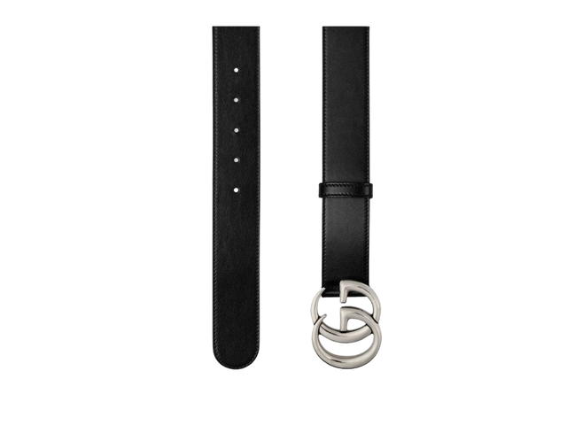 Gucci Gucci GG Marmont Wide Belt In Black Leather Antique Palladium-Toned Hardware - view 2