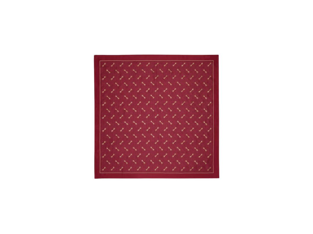Gucci Gucci GG Print With Horsebit Silk Carré Burgundy And Pink GG Print Silk With Overprinted And Laminated Horsebits