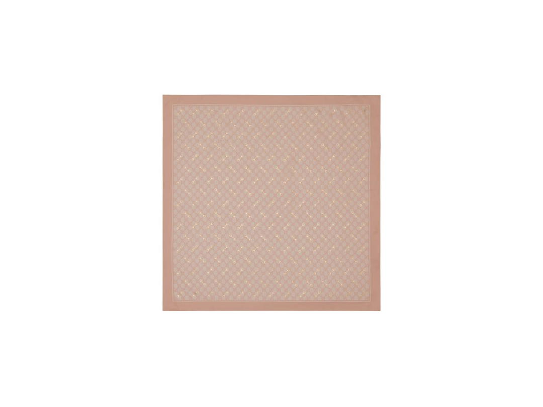 Gucci Gucci GG Print With Horsebit Silk Carré Rose Pink And Ivory GG Print Silk Twill With Overprinted And Laminated Horsebits