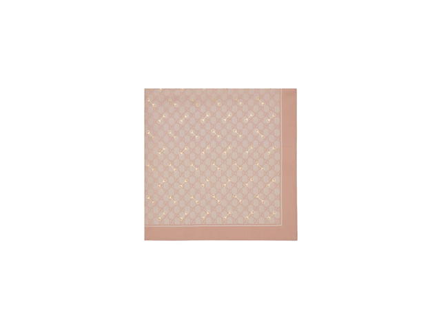 Gucci Gucci GG Print With Horsebit Silk Carré Rose Pink And Ivory GG Print Silk Twill With Overprinted And Laminated Horsebits - view 2