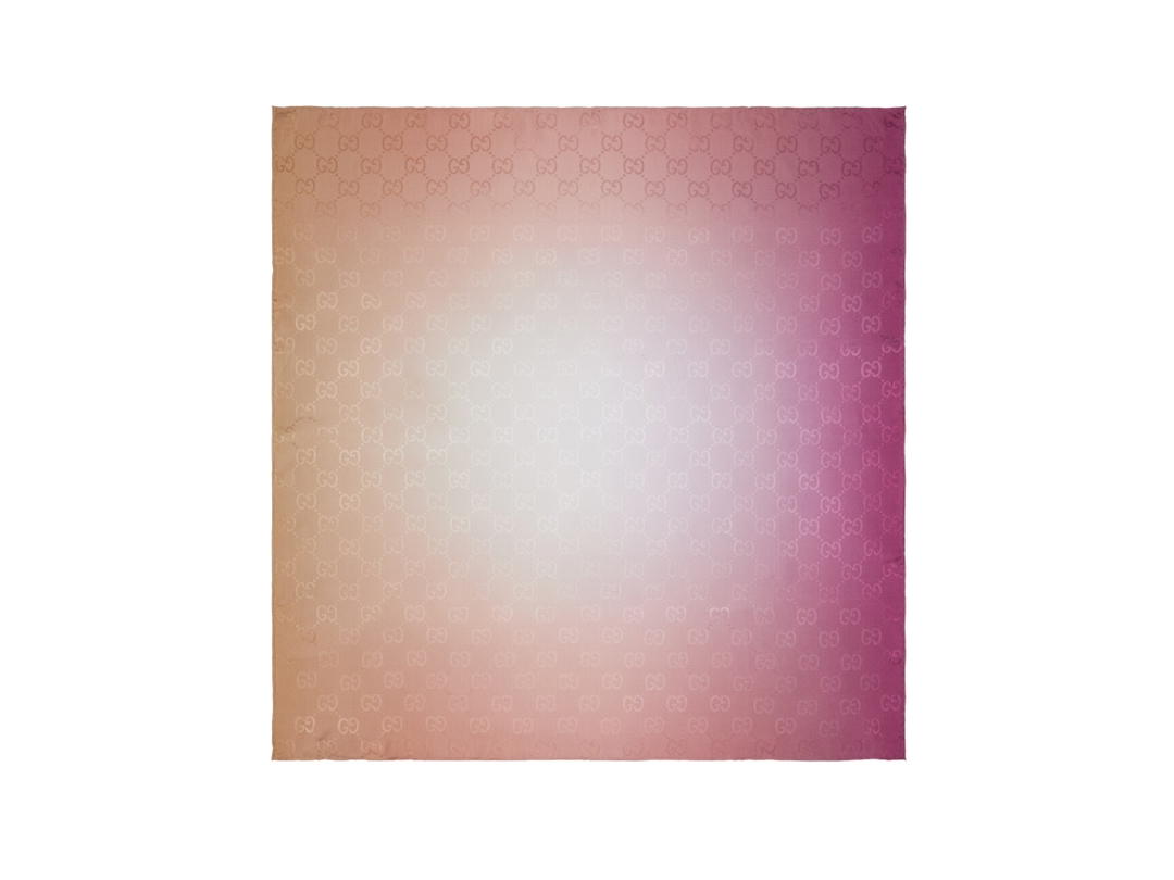 Gucci Gucci GG Silk Jacquard Scarf In Pink-Orange Ombré Effect Print Silk Jacquard