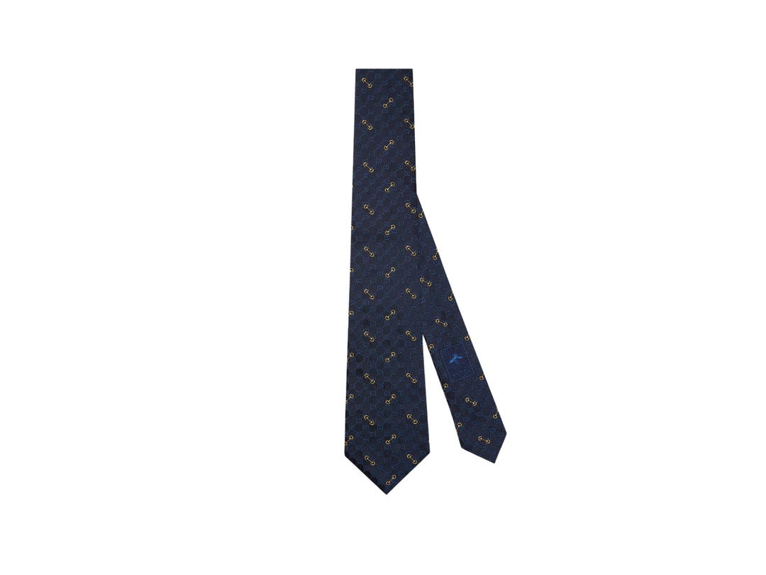Gucci Gucci GG Silk Jacquard Tie In Dark Blue And Light Blue GG Silk Jacquard