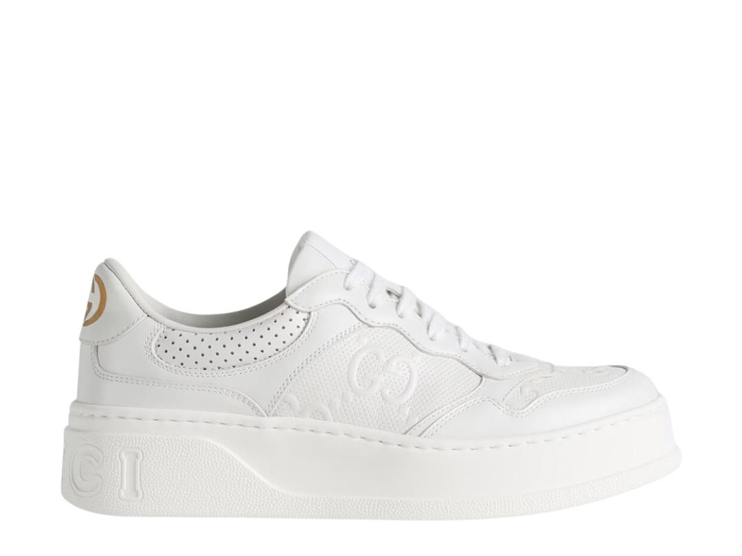 Gucci Gucci GG Sneaker White GG Embossed Leather With Smooth Leather