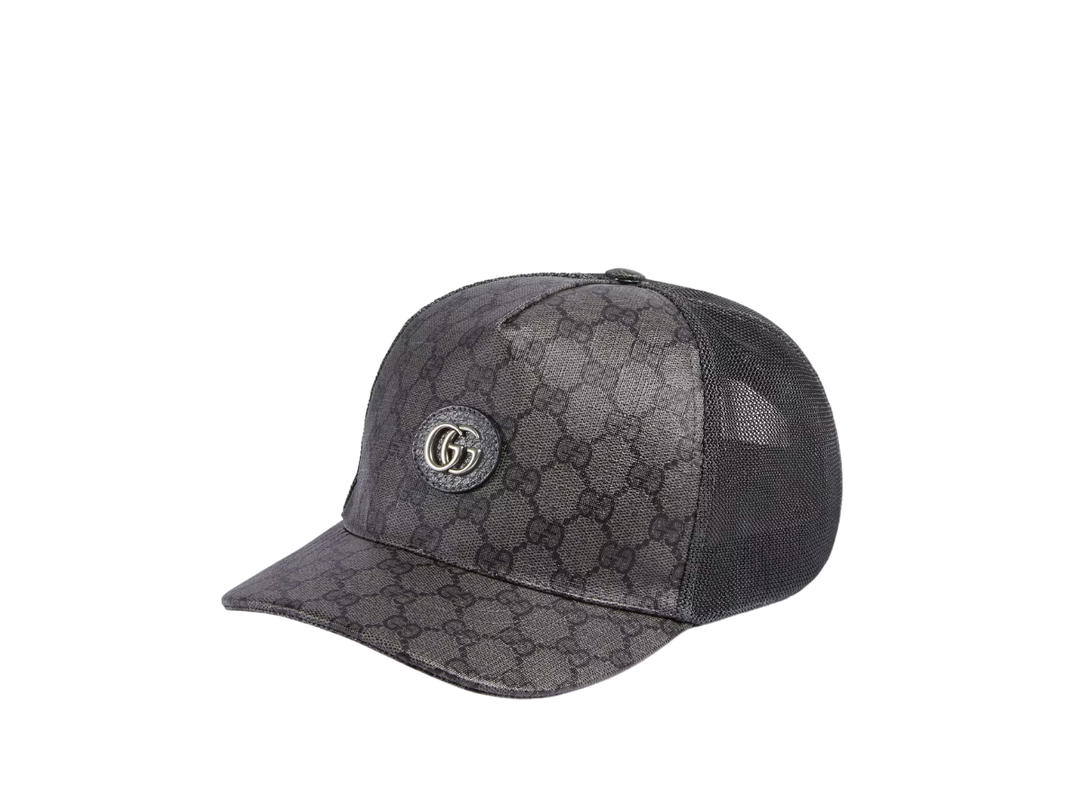 Gucci Gucci GG Supreme Baseball Hat Grey and Black