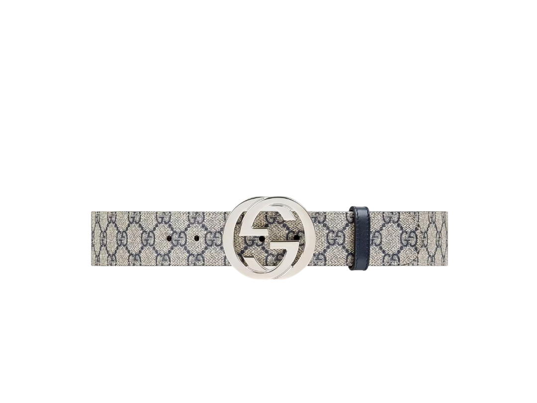 Gucci Gucci GG Supreme Belt With G Buckle Beige Blue GG Supreme Canvas