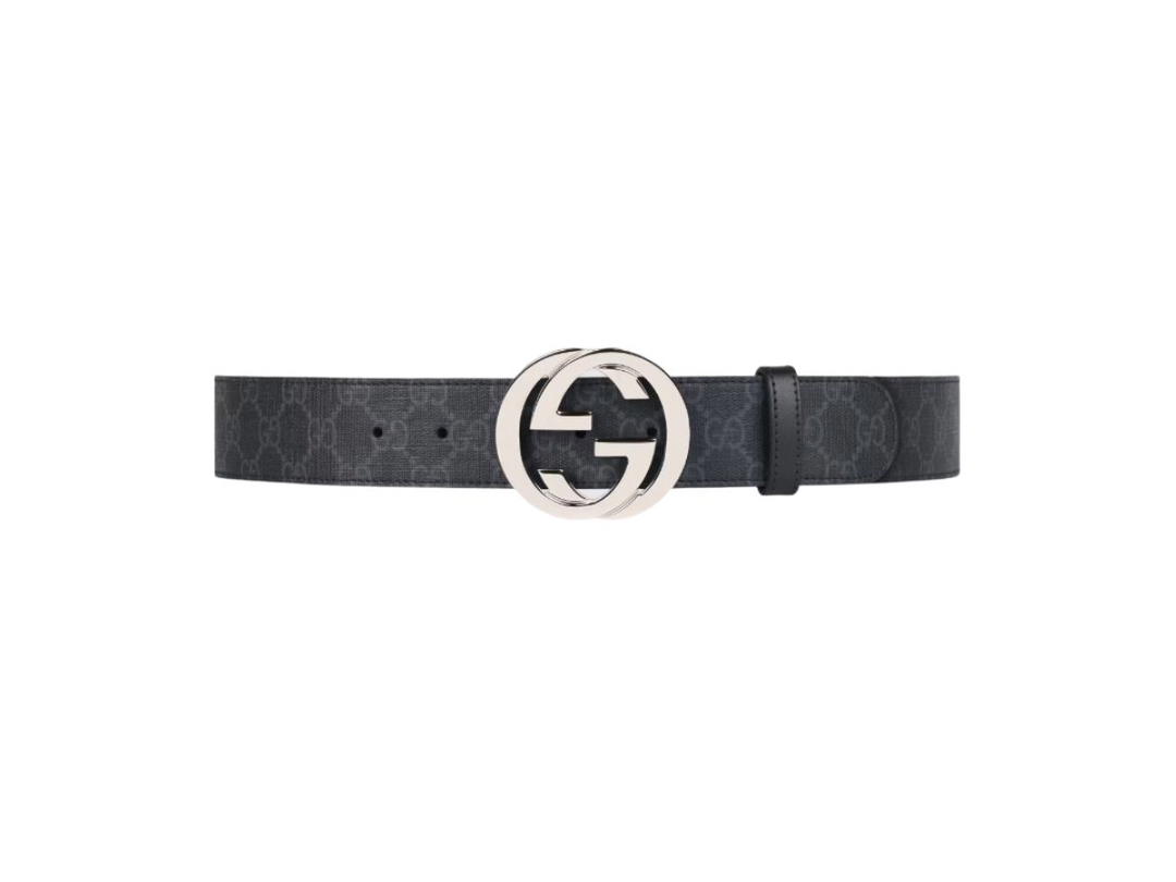 Gucci Gucci GG Supreme Belt With G Buckle Black Grey