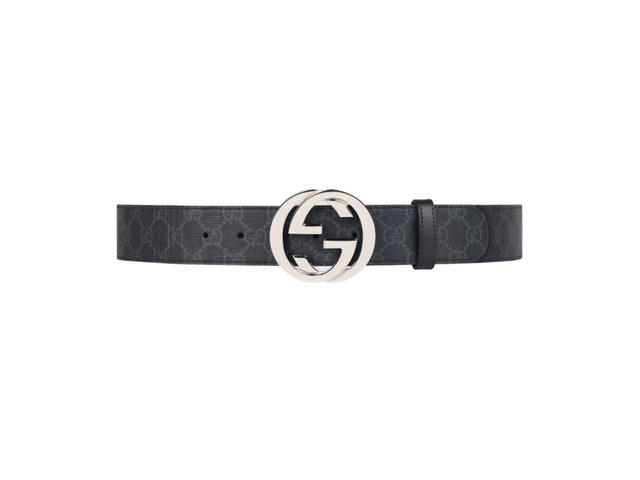 Gucci Gucci GG Supreme Belt With G Buckle Black Grey - view 1
