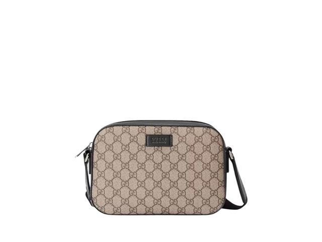 Gucci Gucci GG Supreme Messenger Bag In Supreme Canvas And Black Leather With Silver-Toned Hardware Beige - view 1