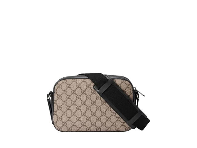Gucci Gucci GG Supreme Messenger Bag In Supreme Canvas And Black Leather With Silver-Toned Hardware Beige - view 3