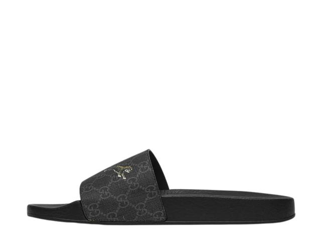 Gucci Gucci GG Supreme Slide In Canvas Tiger Printed With Rubber Sole Black - view 2