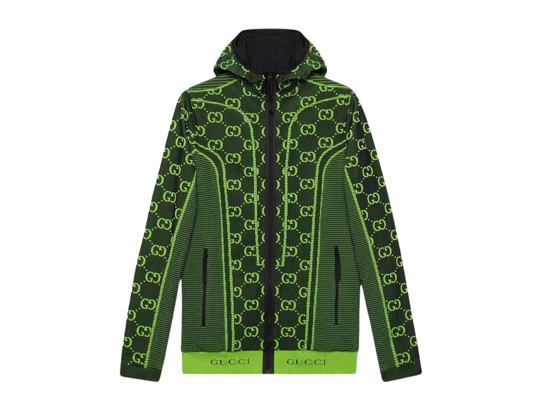 Gucci Gucci GG Tubular Jersey Zip Jacket Black Green