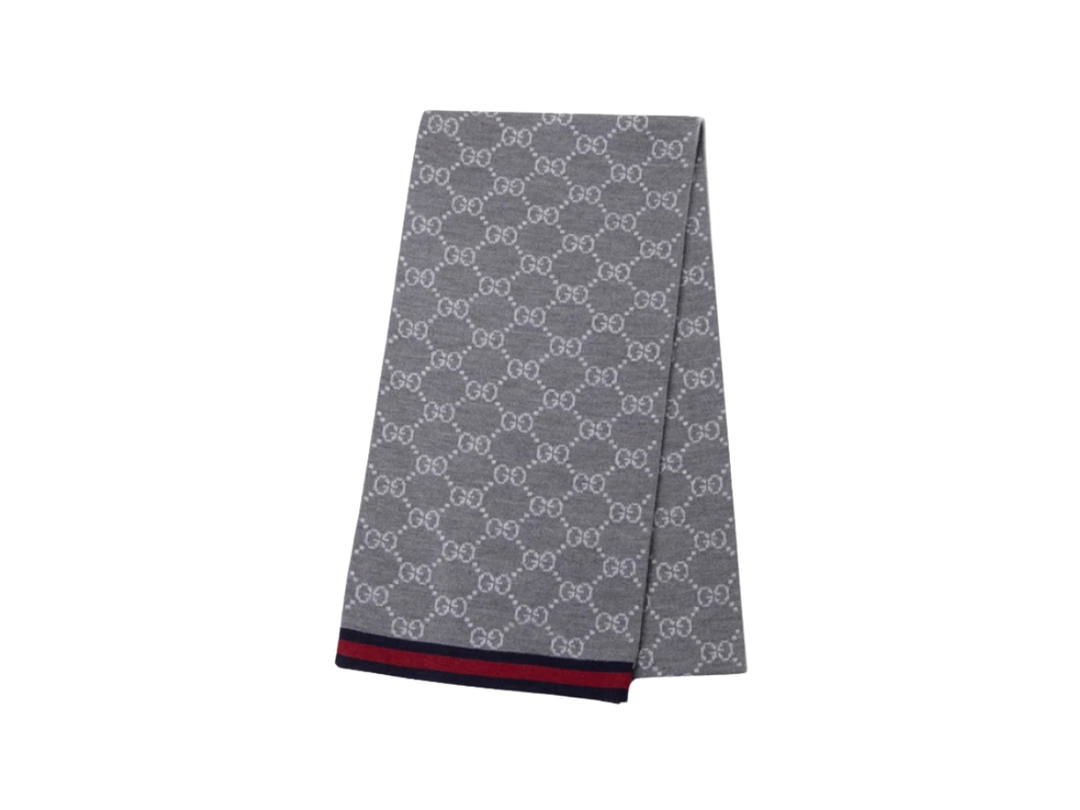 Gucci Gucci GG Two-Tone Wool Scarf Grey