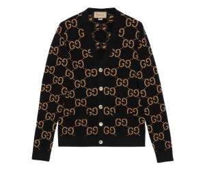 Buy Gucci GG Wool Jacquard Cardigan Black and Camel at Sasom – Authentic and Ready to Ship