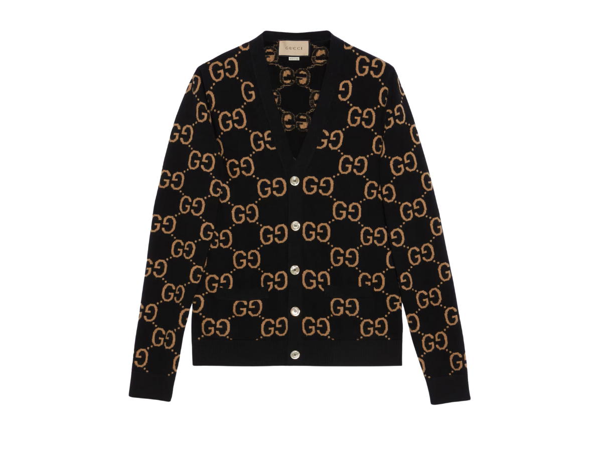 Gucci Gucci GG Wool Jacquard Cardigan Black and Camel