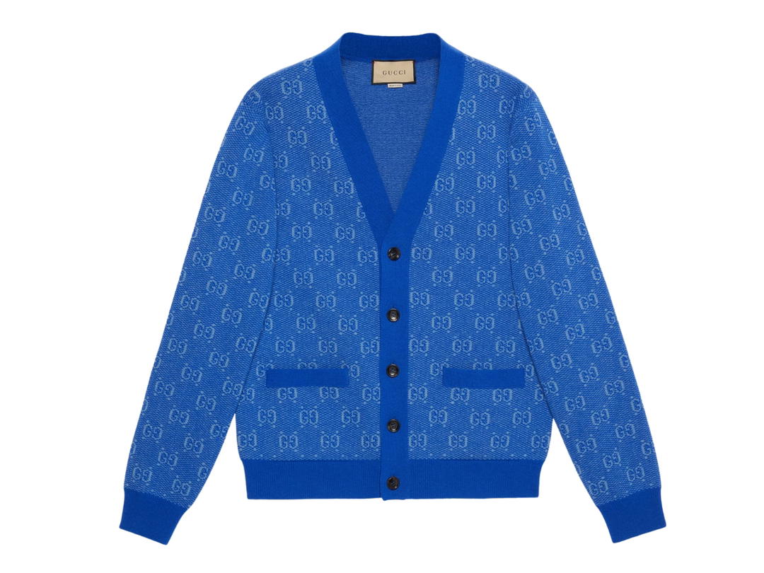 Gucci Gucci GG Wool Jacquard Cardigan Blue