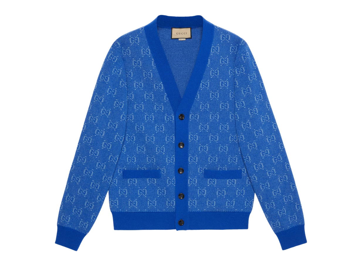 Gucci Gucci GG Wool Jacquard Cardigan Blue