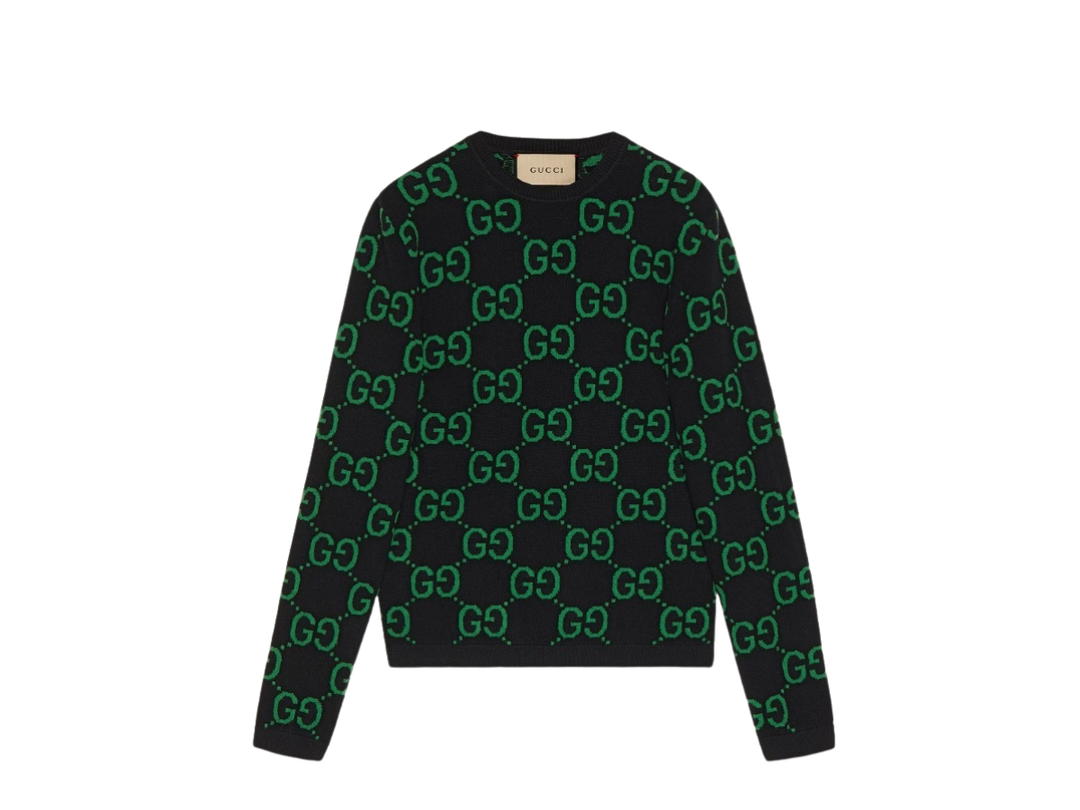 Gucci Gucci GG Wool Jacquard Jumper Black Green