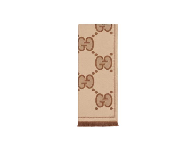 Gucci Gucci GG Wool Jacquard Scarf In Beige And Brown GG Organic Wool Jacquard - view 1