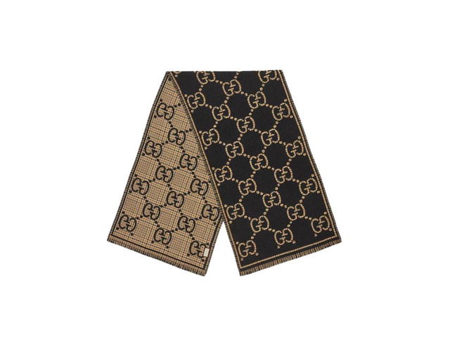 Gucci Gucci GG Wool Scarf In Black And Beige GG Wool - view 2