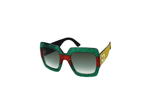 Gucci Gucci GG0102S Sunglasses In Green Metal Plastic Frame With Grey-Black Lens - view 1