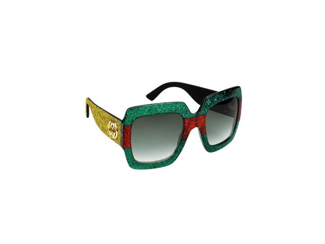 Gucci Gucci GG0102S Sunglasses In Green Metal Plastic Frame With Grey-Black Lens - view 3