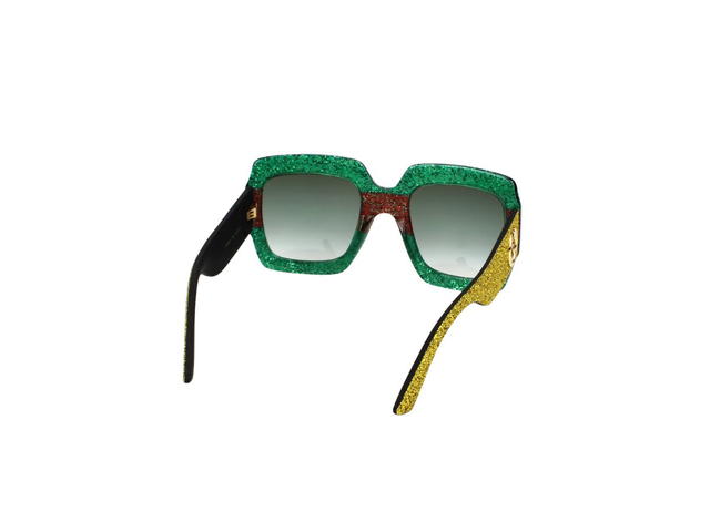 Gucci Gucci GG0102S Sunglasses In Green Metal Plastic Frame With Grey-Black Lens - view 4