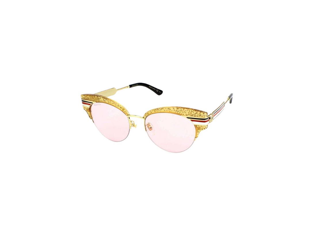 Gucci Gucci GG0283S Sunglasses In Gold Metal Plastic Frame With Pink Clear Lens