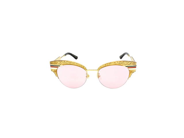 Gucci Gucci GG0283S Sunglasses In Gold Metal Plastic Frame With Pink Clear Lens - view 2