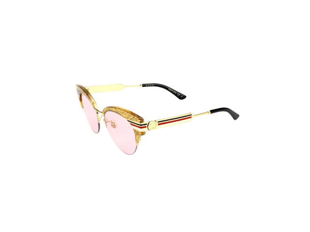 Gucci Gucci GG0283S Sunglasses In Gold Metal Plastic Frame With Pink Clear Lens - view 5