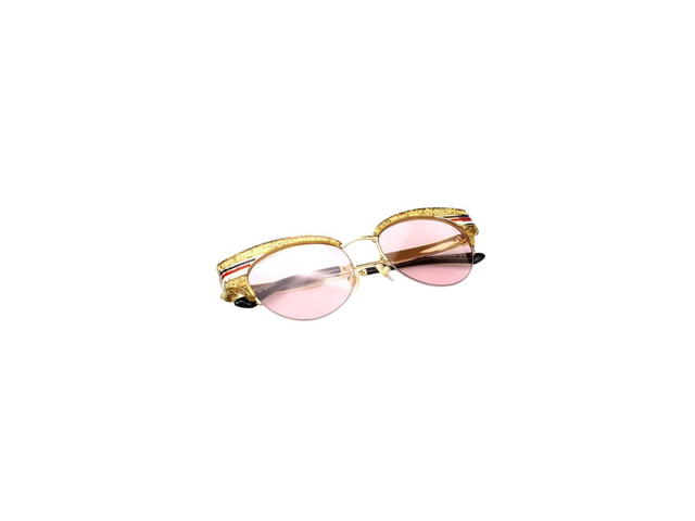 Gucci Gucci GG0283S Sunglasses In Gold Metal Plastic Frame With Pink Clear Lens - view 6