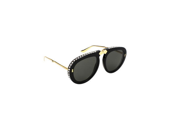 Gucci Gucci GG0307S Sunglasses In Black Metal Plastic Frame With Black Lens - view 3