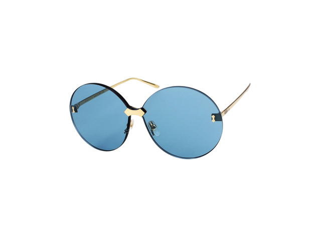 Gucci Gucci GG0353S Sunglasses In Gold Metal With Blue Lens - view 1