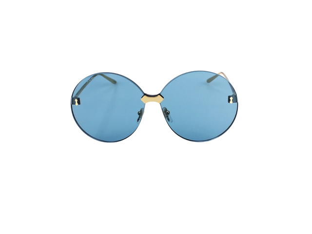 Gucci Gucci GG0353S Sunglasses In Gold Metal With Blue Lens - view 2