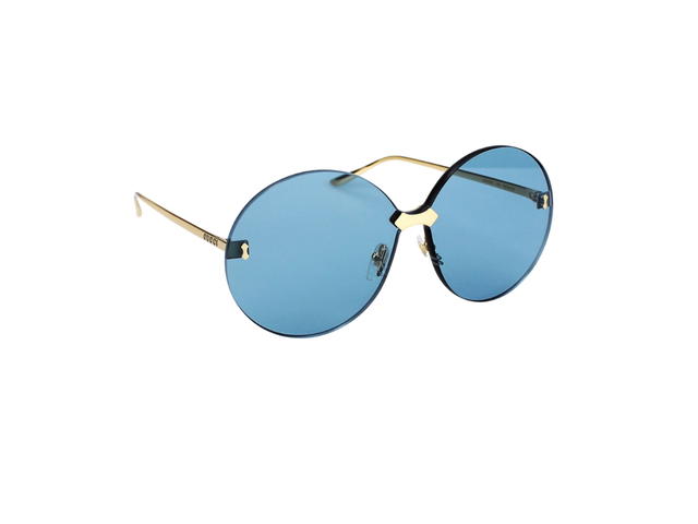 Gucci Gucci GG0353S Sunglasses In Gold Metal With Blue Lens - view 3