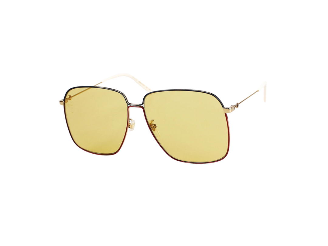 Gucci Gucci GG0394S Sunglasses In Gold Metal and Plastic With Yellow Lens