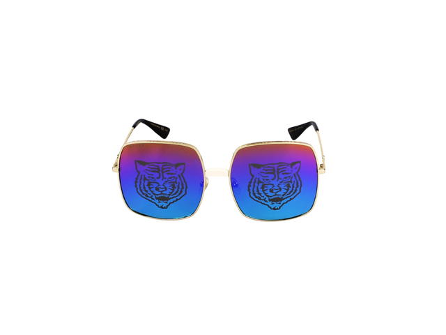 Gucci Gucci GG0414S Sunglasses In Gold Plastic Metal With Mercury Lens Tiger Print - view 2