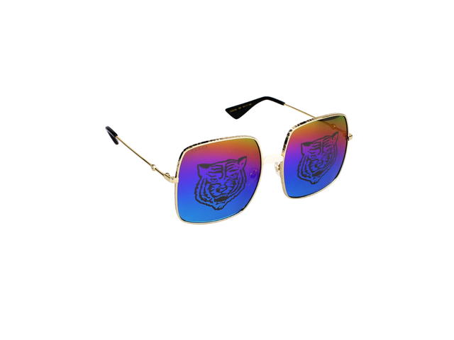 Gucci Gucci GG0414S Sunglasses In Gold Plastic Metal With Mercury Lens Tiger Print - view 3