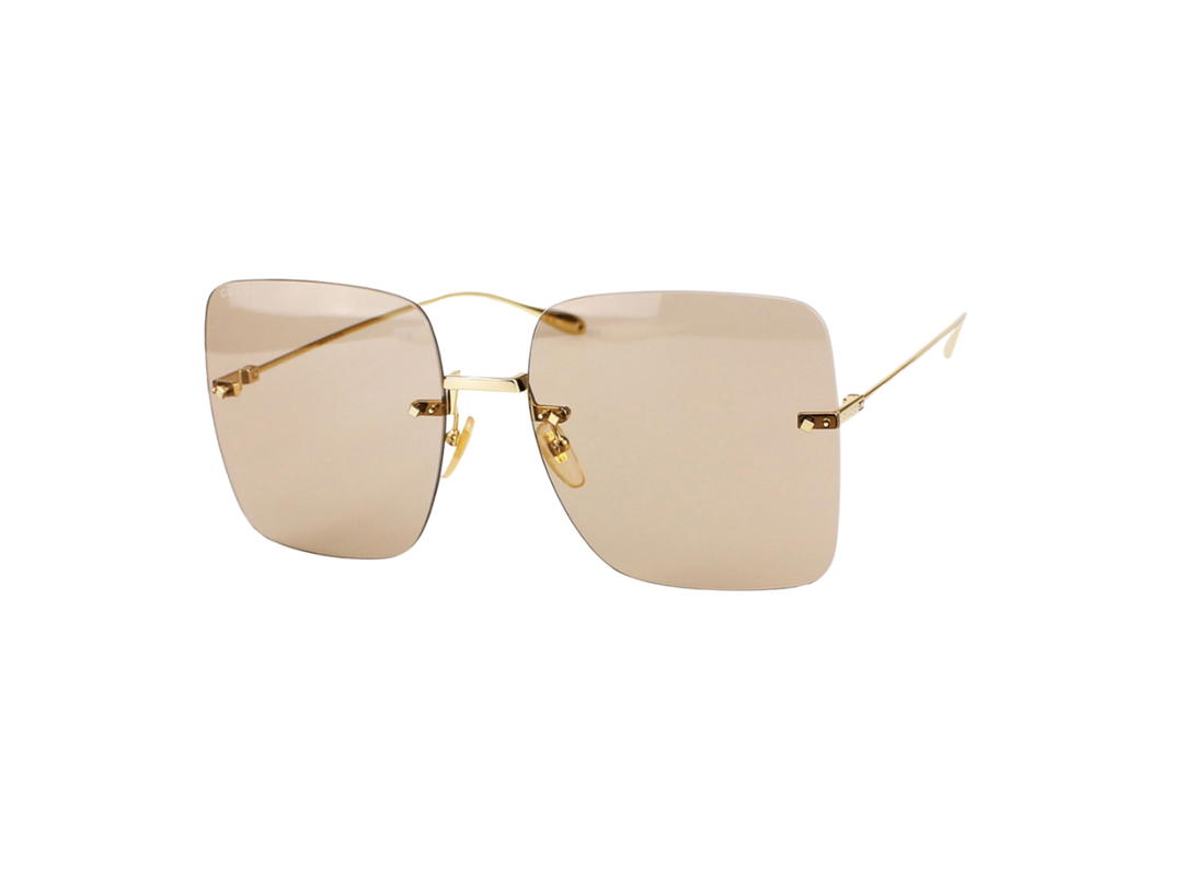 Gucci Gucci GG1147S Sunglasses In Gold Metal With Brown Lens