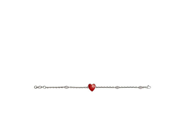 Gucci Gucci Heart Bracelet With Interlocking G In Red Enamel-Interlocking G With Semi-Shiny Finish 925 Sterling Silver - view 2