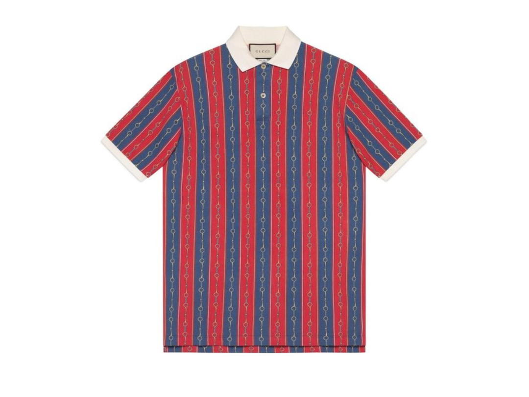 Gucci Gucci Horse-Bit Chain Print Polo Shirt In Red