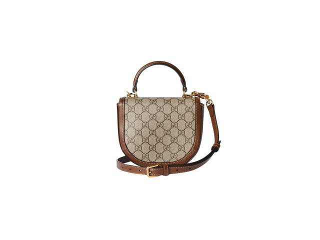 Gucci Gucci Horsebit 1955 Mini Top Handle Bag In Beige And Ebony GG Supreme Canvas With Light Gold-Toned Hardware - view 3