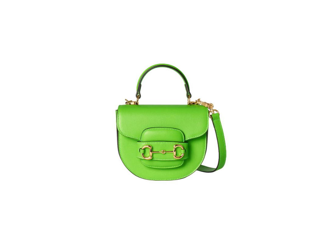 Gucci Gucci Horsebit 1955 Mini Top Handle Bag In Electric Green Leather With Light Gold-Toned Hardware