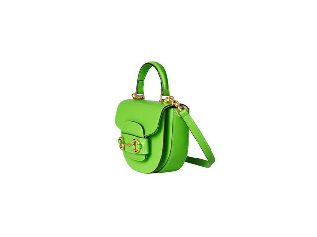 Gucci Gucci Horsebit 1955 Mini Top Handle Bag In Electric Green Leather With Light Gold-Toned Hardware - view 2