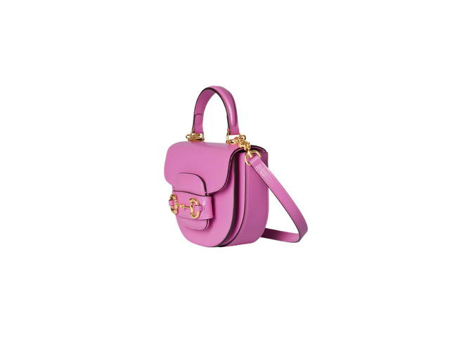 Gucci Gucci Horsebit 1955 Mini Top Handle Bag In Pink Leather With Light Gold-Toned Hardware - view 2