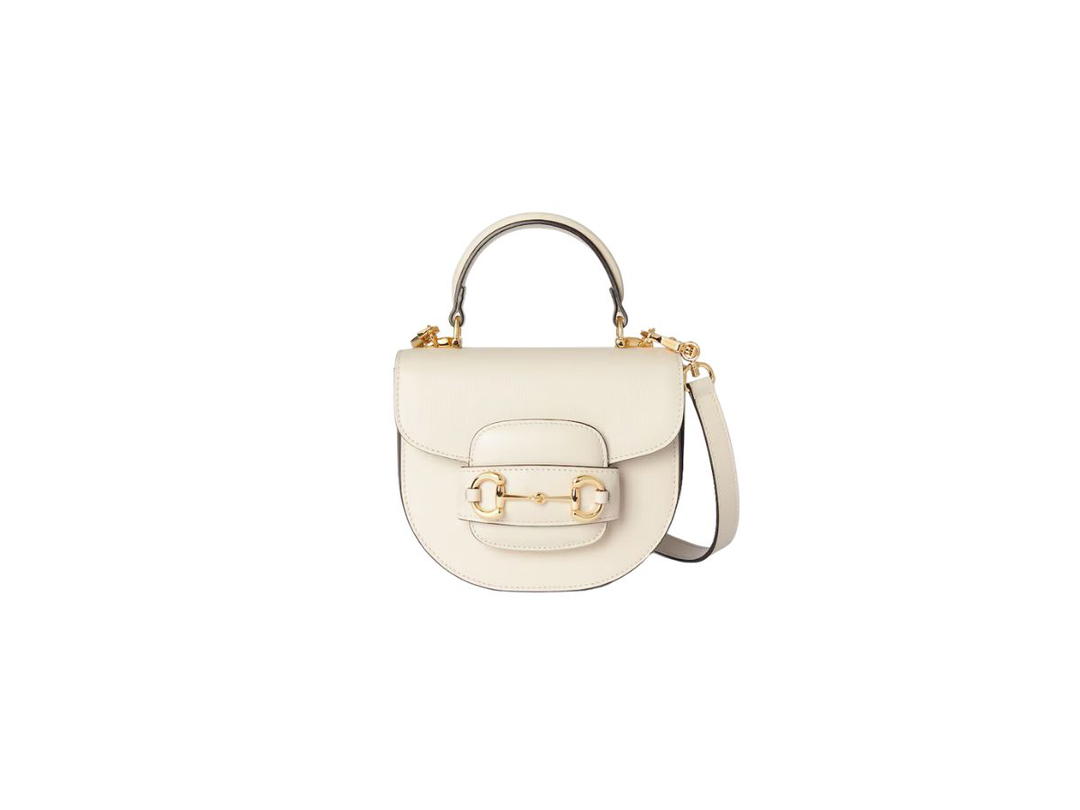 Gucci Gucci Horsebit 1955 Mini Top Handle Bag In White Leather With Light Gold-Toned Hardware