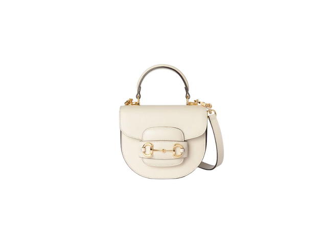 Gucci Gucci Horsebit 1955 Mini Top Handle Bag In White Leather With Light Gold-Toned Hardware - view 1