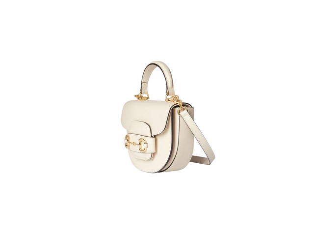 Gucci Gucci Horsebit 1955 Mini Top Handle Bag In White Leather With Light Gold-Toned Hardware - view 2