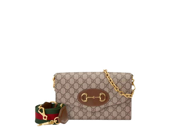 Gucci Gucci Horsebit 1955 Small Bag In GG Supreme Canvas With Gold-Tone Hardware Beige-Ebony - view 1