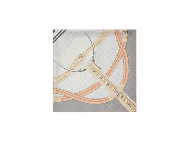 Gucci Gucci Horsebit Print Silk Scarf In Light Grey And Pink GG Silk Jacquard - view 2